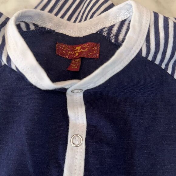 7 for all Mankind Striped Navy & White Footie Bundle 6/9M - Picture 4 of 7